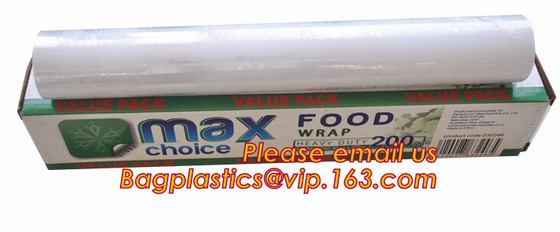 Eco friendly non toxical soft pe pvc food cling wrap on sale, 100% pure raw material plastic pe pvc environmental food