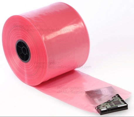 Poly tubing with customer printing and anti static tube film, gusset poly tubing on roll Conductive Poly Tubing from Pre