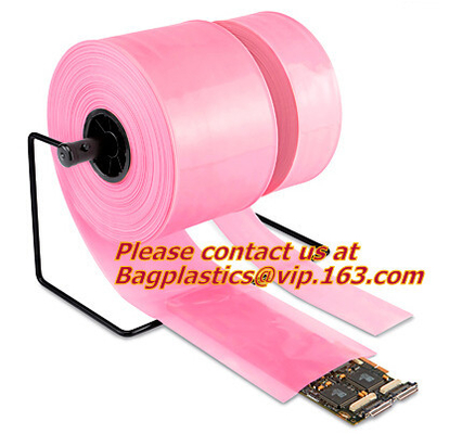 Poly tubing with customer printing and anti static tube film, gusset poly tubing on roll Conductive Poly Tubing from Pre