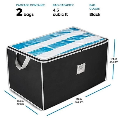 Jumbo Storage Bag Organizer Large Capacity Storage Box with Reinforced Strap Handles, PP Non-Woven Material, Cl