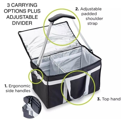 Foldable Lunch Insulated Cooler Bag Heated Food Delivery Bag Thermal Pizza Delivery Cooler Bag