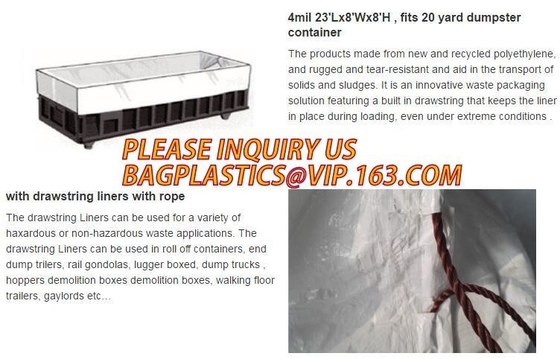 4mil 20yard open top drawstring dumpster container liners,Drawstring Dumpster Container Liner For Open Top Dumpster Cont
