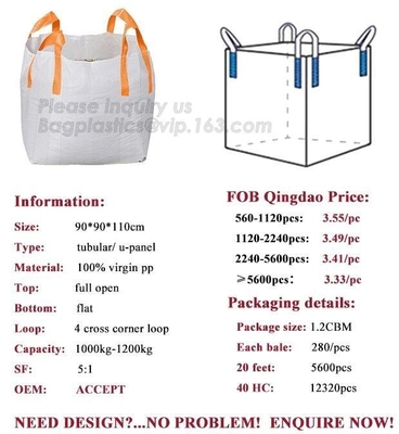 Woven Big Bulk Bag Jumbo Bag FIBC For Packing Sand 1 Ton 1.5 Ton 2 Ton Made In, Bagease, Pack
