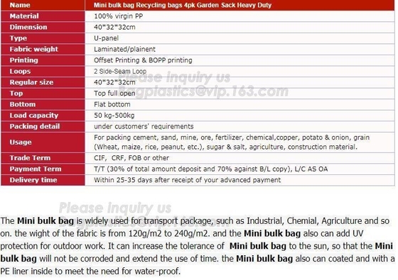 Anti Static Pp Woven Supersack /Container Bag,1 Ton Bag,Woven Fabric,Flexible Container Bag,Bagease, Package