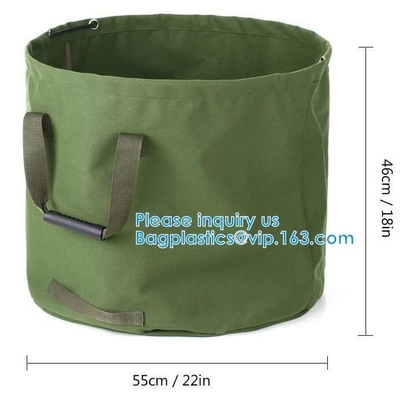 Gallon Garden Bags 1-Pack Heavy Duty Reusable Yard Leaf Bag Holder Collapsible Canvas Portable Yard Gardening Waste Bag