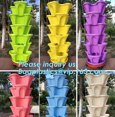 Strawberry And Herb Garden Planter - Stackable Gardening Pots Vertical Garden For Growing Strawberries, Herbs, Flowers