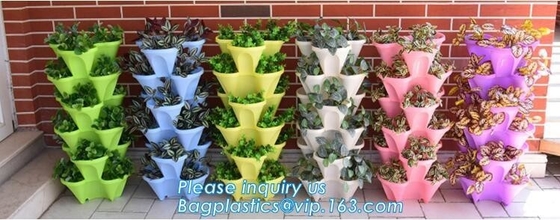 Strawberry And Herb Garden Planter - Stackable Gardening Pots Vertical Garden For Growing Strawberries, Herbs, Flowers