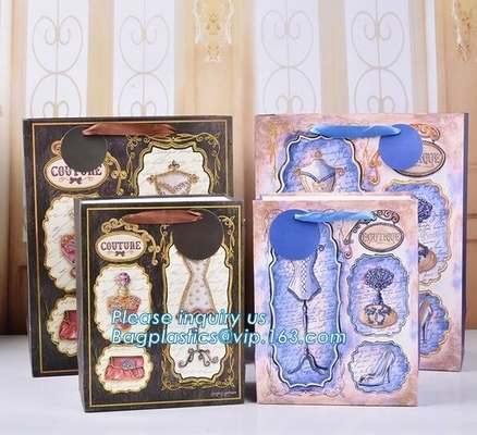 Wholesale Customized Personalized Logo Printed Gift Carrier White Paper Bags With Rope Handles, bagplastics, bagease pac