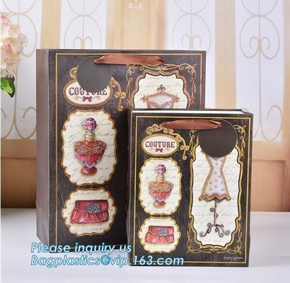 Wholesale Customized Personalized Logo Printed Gift Carrier White Paper Bags With Rope Handles, bagplastics, bagease pac