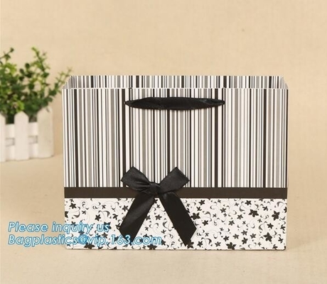 Custom your brand dark blue 3D patch coated paper bag for gift toy carrier bag with handle,Design Luxury White Custom Cr