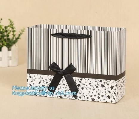 Custom your brand dark blue 3D patch coated paper bag for gift toy carrier bag with handle,Design Luxury White Custom Cr