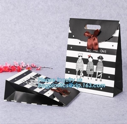 Luxury Design Black And White Kraft Gift Paper Carrier Bag For Garment Jeans Tea Packaging,Orange Gift Carrier Paper Bag