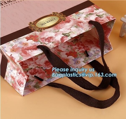Manufacturer hot sale cheap custom paper bag luxury kraft paper bag,pure color special paper flower bag with ribbons han