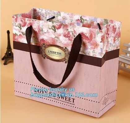 Manufacturer hot sale cheap custom paper bag luxury kraft paper bag,pure color special paper flower bag with ribbons han