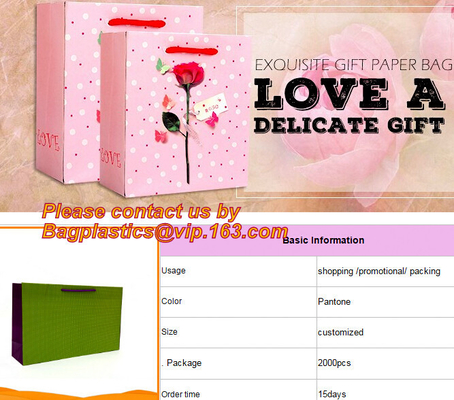 Jewelry paper bag,Special handle design,paper bag,Fashion gift paper bag with ribbon handle,Promotional paper bags, prom