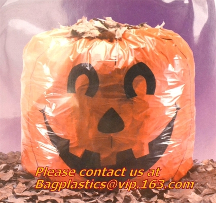 Halloween lawn and leaf bags for Halloween outdoor decoration,DELUXE GLOW IN THE DARK Pumpkin Leaf/Lawn/Yard bags bageas