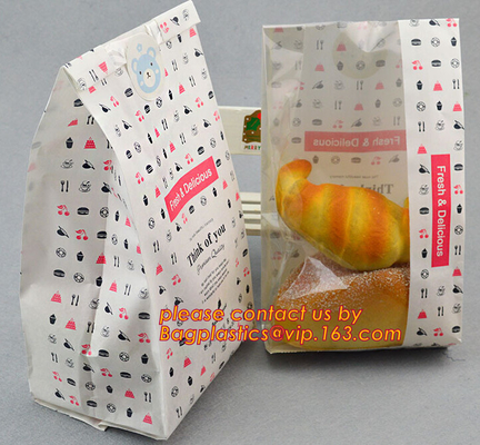Professional Food Safe Opp Clear Window Paper Bags Offset Printing, OEM Block Bottom Bags Tin Tie White Paper bags with