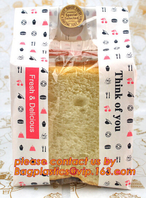 Professional Food Safe Opp Clear Window Paper Bags Offset Printing, OEM Block Bottom Bags Tin Tie White Paper bags with