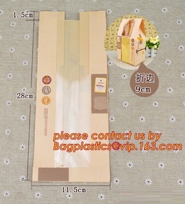Professional Food Safe Opp Clear Window Paper Bags Offset Printing, OEM Block Bottom Bags Tin Tie White Paper bags with