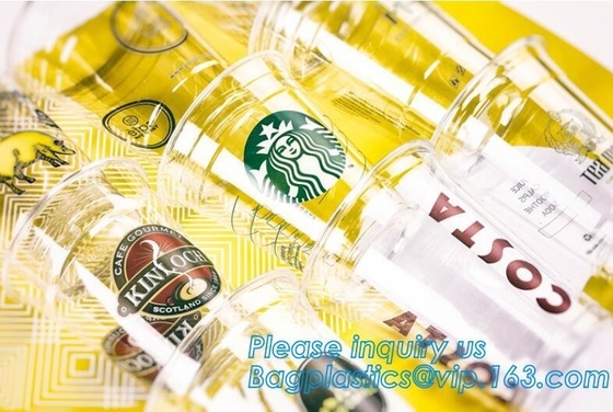 U Shaped Creative Disposable Plastic Cup Transparent Beverage Juice Coffee Tea Takeaway Packaging Cups With Lid