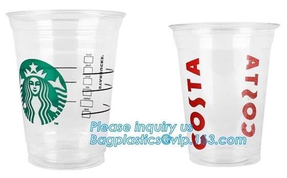 U Shaped Creative Disposable Plastic Cup Transparent Beverage Juice Coffee Tea Takeaway Packaging Cups With Lid