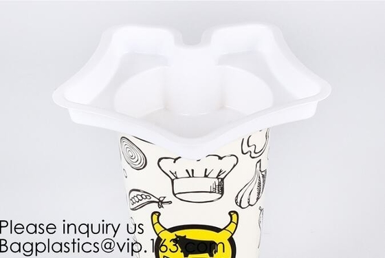 Flower Shaped 330ml PP Plastic Snack Plate With Cup Holder,Disposable PS Plastic Cup Top Snack Tray,Snack Cup With Straw