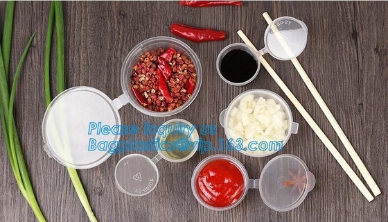 Disposable Sauce Cups With Lid Food Storage Containers Boxes Package Box&Lid Portable Disposable Portable Plastic Cups