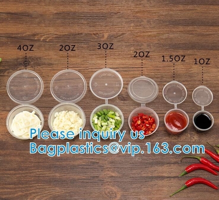 Disposable Sauce Cups With Lid Food Storage Containers Boxes Package Box&Lid Portable Disposable Portable Plastic Cups