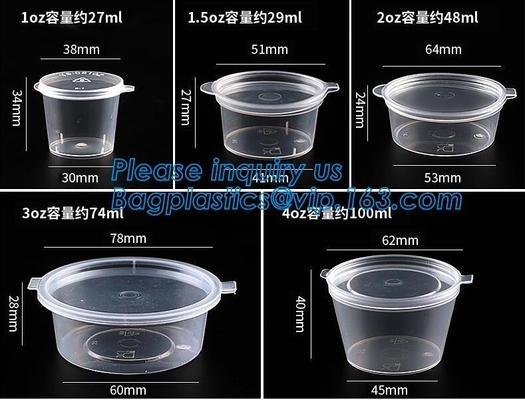 Disposable Sauce Cups With Lid Food Storage Containers Boxes Package Box&Lid Portable Disposable Portable Plastic Cups