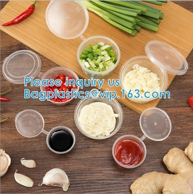 Disposable Sauce Cups With Lid Food Storage Containers Boxes Package Box&Lid Portable Disposable Portable Plastic Cups