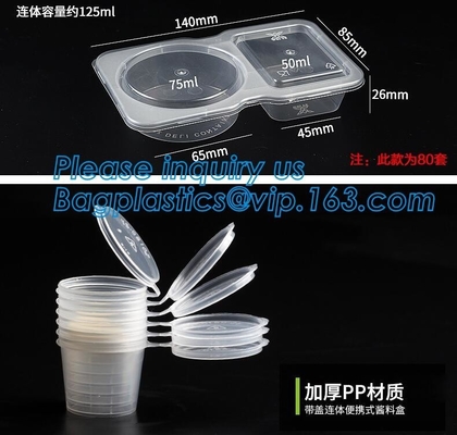 Disposable Sauce Cups With Lid Food Storage Containers Boxes Package Box&Lid Portable Disposable Portable Plastic Cups