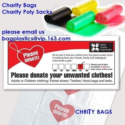 Charity Shop Collection Bag, Plastic Donation Bags, Charity Sacks, Green Sacks, Yellow Bag liner bags sacks green sacks