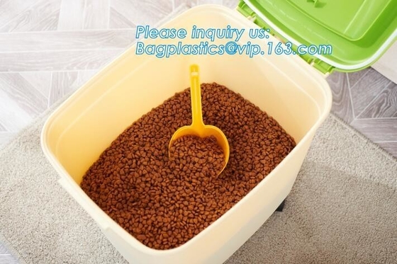 PP plastic type and stocked eco-friendly feature Round pet food container with scoop, Airtight Plastic Pet Dog Food stor