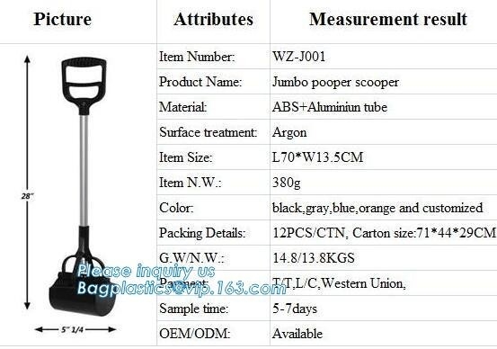 Jumbo pooper scooper, Indoor/Outdoor Long Handle Pet Dog Poop Scoop With Pickup Waste Bag, Custom Foldable New Dog Scoop