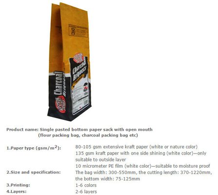 Charcoal paper sack, Foodstuff packing bag , Dextrose kraft bag, Charcoal paper sack, Citric acid packing bag