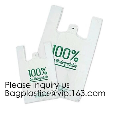 Eco Friendly T-Shirt Grocery Bags | 100% Biodegradable | Certified ASTM D5511 Thank You Shopping Bags With Handles | Ext