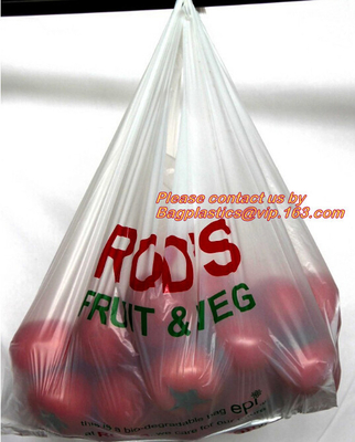 100 Compostable Biodegradable Shopping Bags - T-Shirt Style Carry Bags For Trash Or Grocery - Strong Holds 25 Lbs Tie Ha