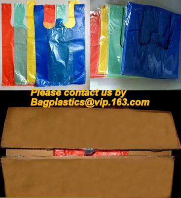 Biodegradable Bags With Handles, Eco Friendly Thank You Grocery Bags T-Shirt Reusable And Disposable Grocery Bags