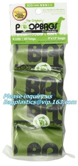 Cornstarch 100% Compostable Biodegradable Dog Poop Bags, Dispenser With Recycle Waste Bag/Compostable Dog Waste Bags