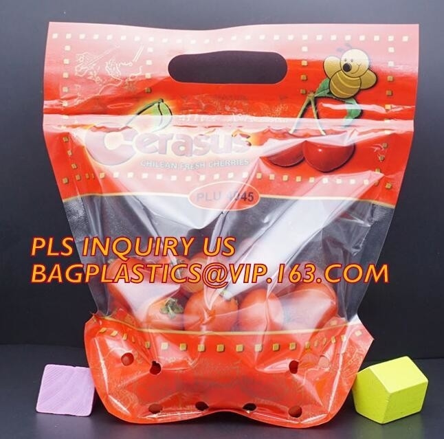Fruits packaging bag/Grapes plastic bag with k, Air Holes Zip Handle Plastic Bags, bag with vent holes for Grape a