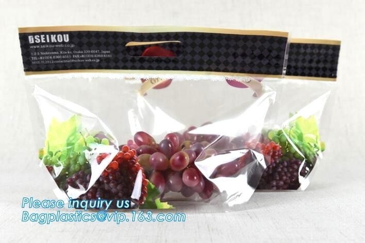 Custom colorful printed slider ldpe k bag, stand up slider zipper export pe grapes bag, zipper lock freezer storag
