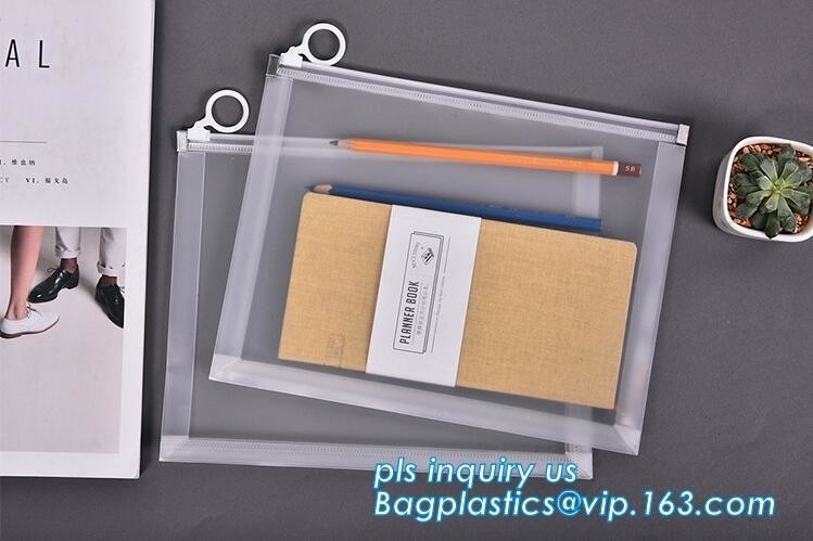 plastic Zippered Envelope k Waterproof PP Bags Seamless Slider Closure Storage Pouch for A4 Paper,Magazine,Memo