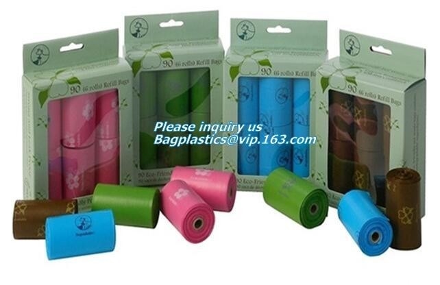 Dog Poop Bags Cat Waste Pick Up Clean Garbage Bags Outdoor, Green Custom Compostable Plastic Doggie Waste Bags On Roll