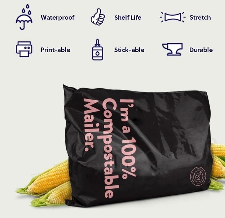 Shipping Envelops Boutique Custom Bags Enhanced Durability Multipurpose Envelopes PLA(From Corn Starch) + PBAT(100% Bio)