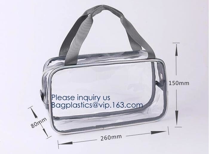 Holiday Cosmetic Bag Flamingo Ice Cream Transparent Makeup Bags With Handle See Through Plastic Makeup Bags, Dress Bags