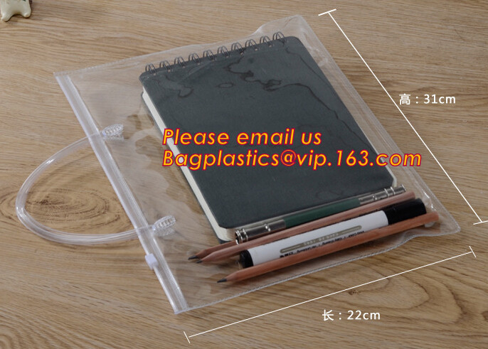 Simple clear Plastic PVC A4 file bag with zipper, pvc k file bag, Custom PP A4 File Bag Document Bag Plastic Zippe