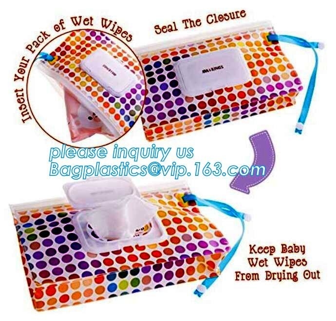 Promotion reusable k travel plastic EVA baby tissue wet wipes bag with lid, Eco-friendly plastic colorful wet tiss