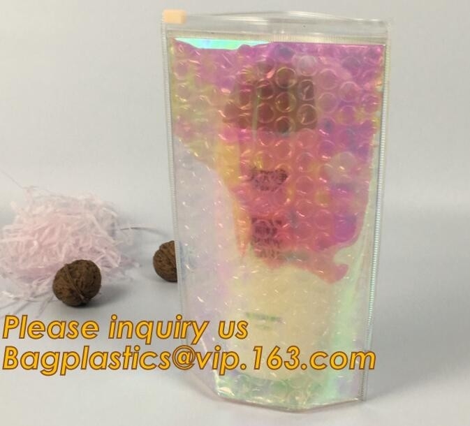 transparent slider zipper bubble bag，Reusable portable PE bubble wine bottle protector bag,k bubble bag,slider pac