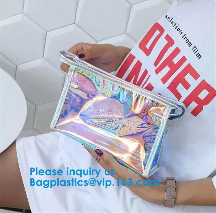 Hologram Zipper Pvc Cosmetic Bag, Hologram Zipper Pu Cosmetic Bag,co-Friendly, Water Proof, Stitching/heat sealing/print
