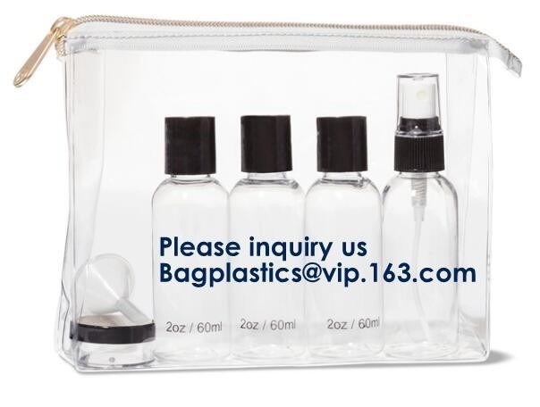 Cosmetic Toothbrush Transparent Makeup Bag With Customer Printing Slider Zipper,Travel Makeup Bag